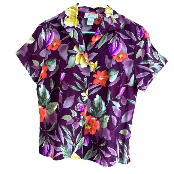 Jennifer Moore Petites Vintage Floral 100% Silk Blouse size 6P - Picture 1 of 7